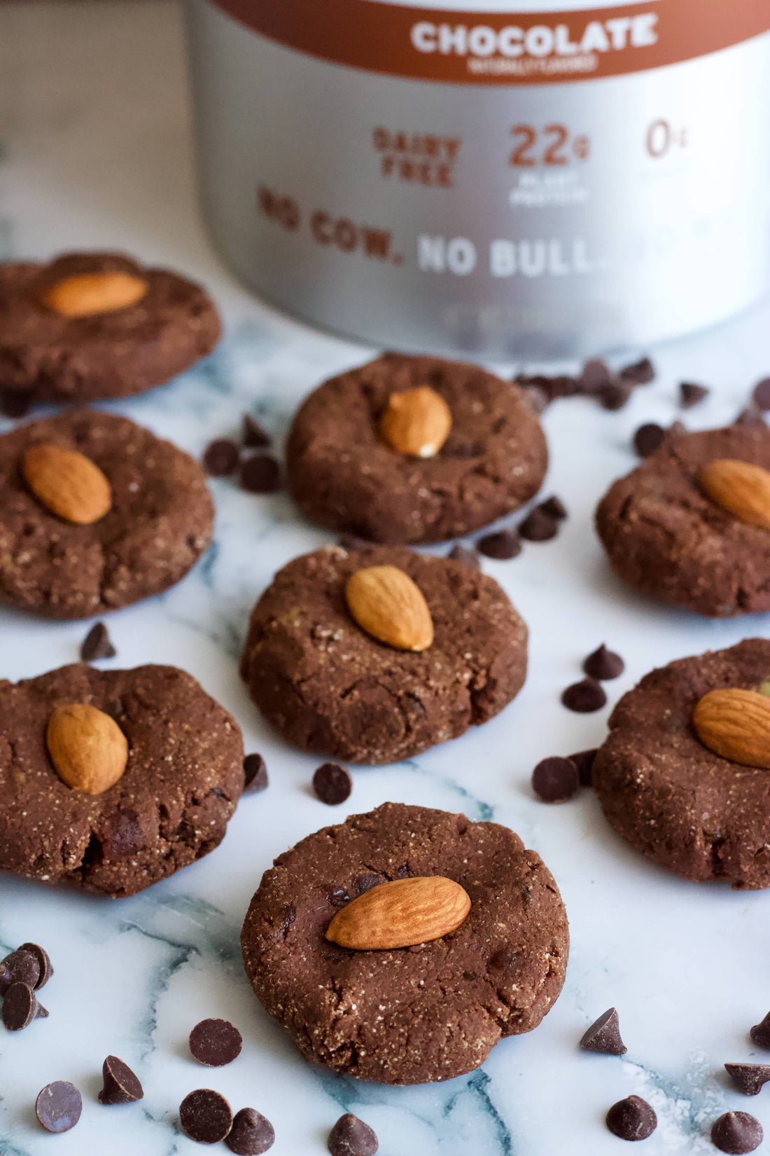Chocolate Almond Protein Cookies: Vegan, Gluten Free, Low Sugar