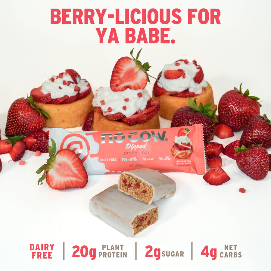 Dipped Strawberry Shortcake Protein Bars