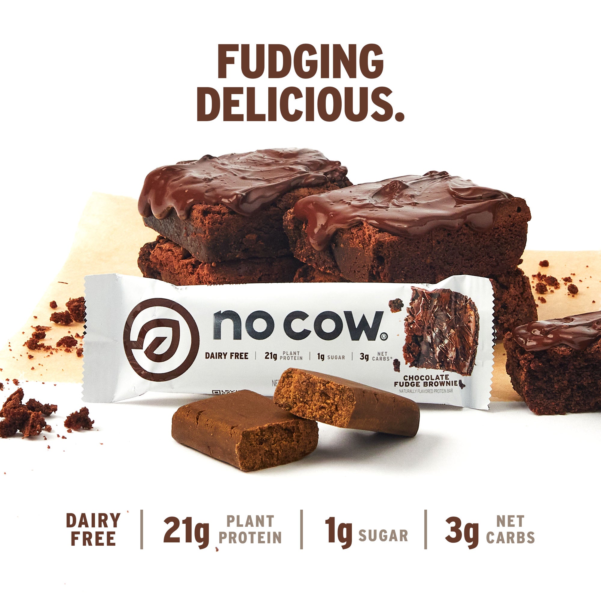 No Cow No Cow | Vegan Protein Bars | Chocolate Fudge Brownie