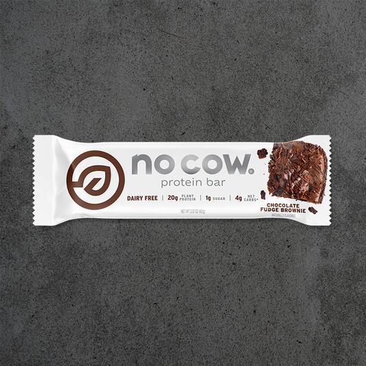 no cow chocolate fudge brownie protein bar